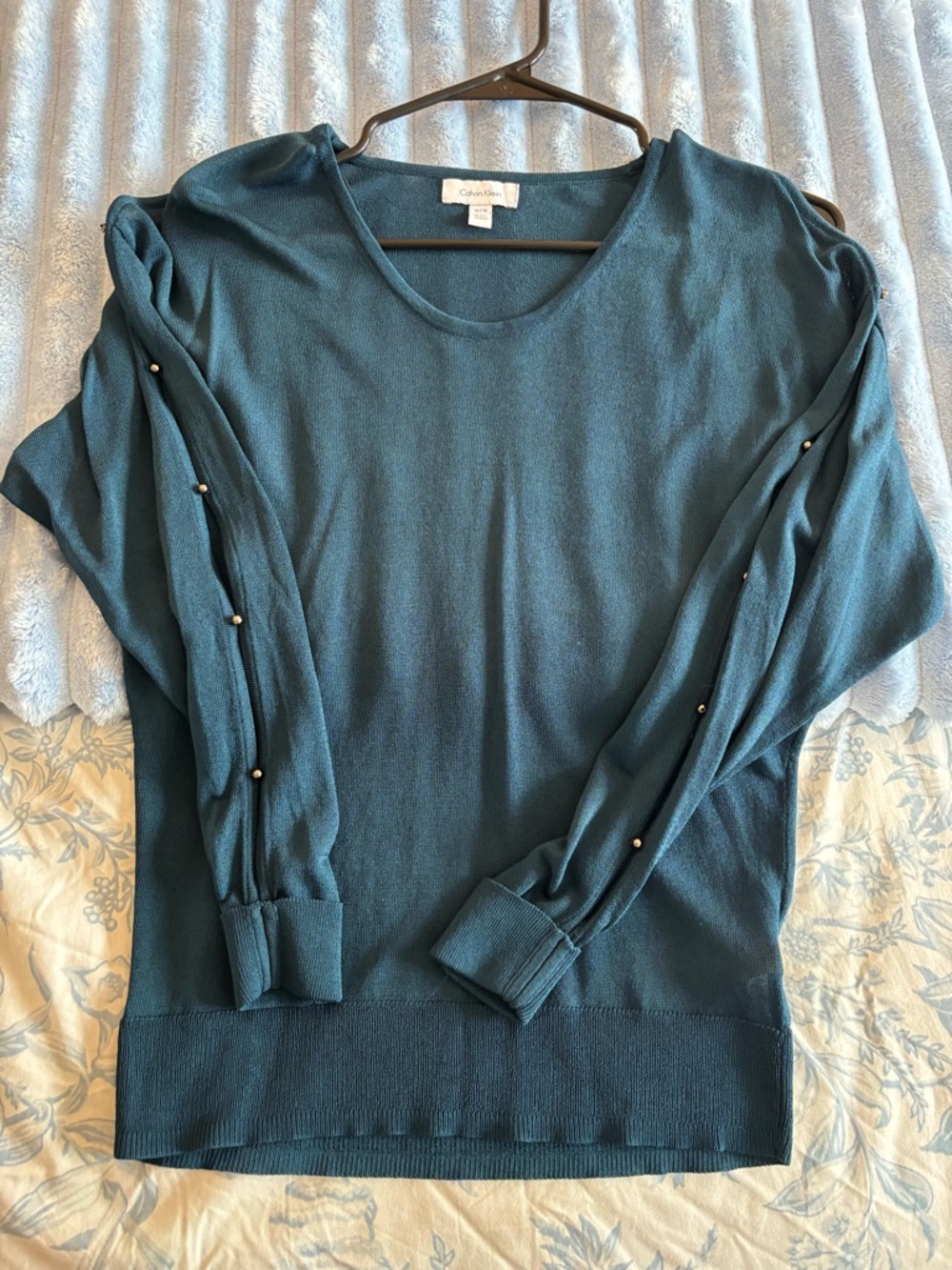 Calvin Klein Teal Cut-Out Spring Sweater - XS